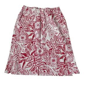 Vintage The Territory Ahead Linen Blend Red Botanical Print Skirt Sz 6